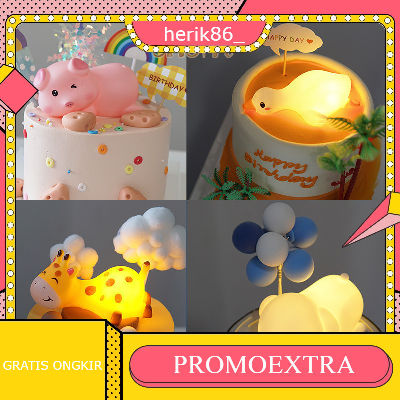 Lampu Malam  Dekorasi Kue Ulang Tahun Lampu Malam  Ornamen Kue Ulang Tahun Lampu Malam Kartun Hewan