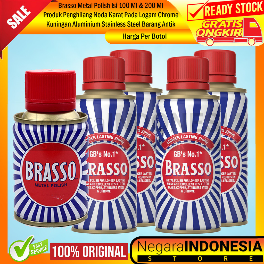 Brasso Metal Polish Cairan Pengkilap Logam Original 100ml 200ml Pembersih Pemoles Besi Kuningan Temb