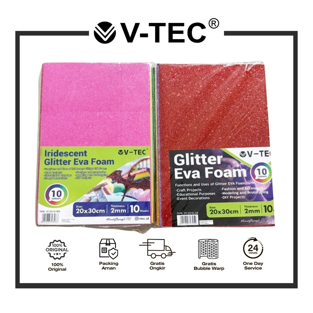 

V-TEC GLITTER EVA FOAM PAPER ART KERTAS GLITER KERAJINAN VT 2310 - GE 20X30 // 2310 - IEG 20x30 PACK