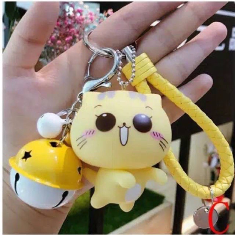 DOMOR_SHOP gatungan kunci mobil kucing kuning Gantungan kunci karakter kartun lucu / Kucing