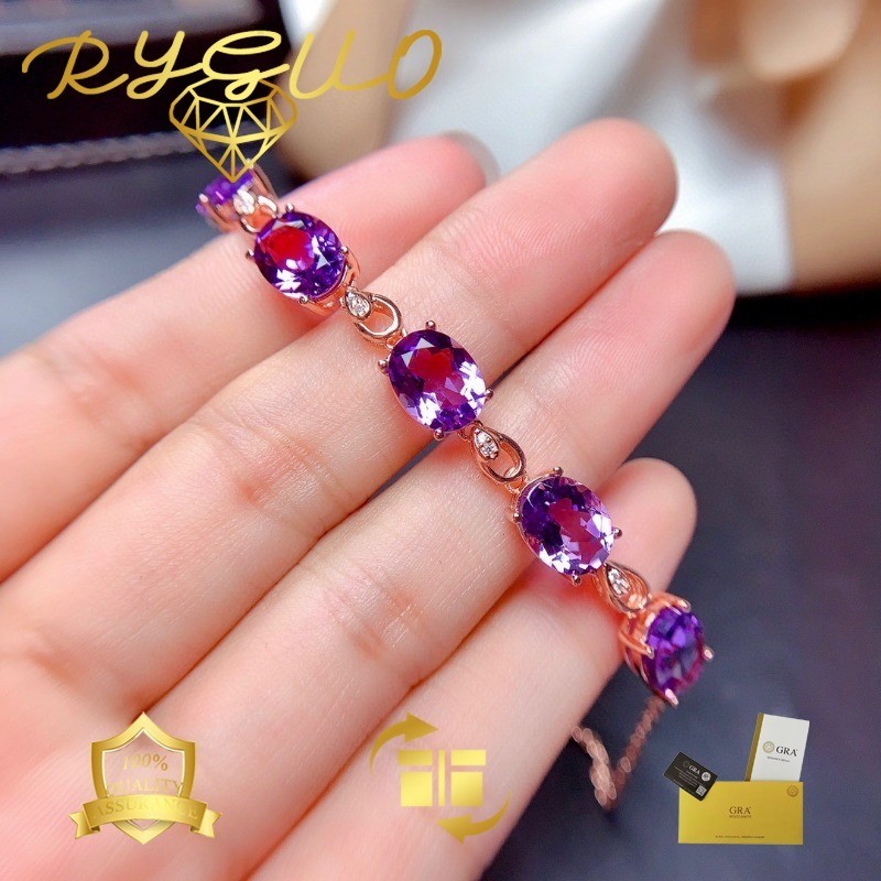 RYGUO Gelang Moissanite Ungu Terlaris Untuk Perhiasan Wanita