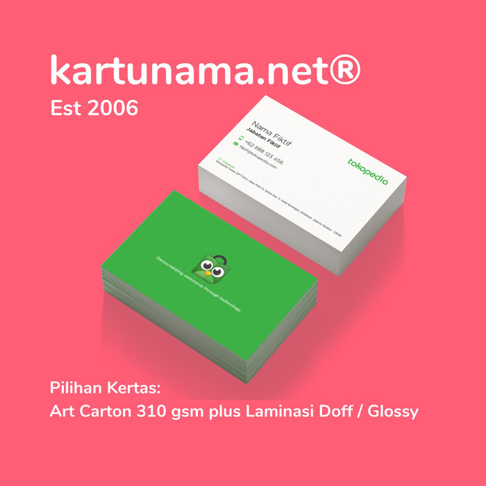 

Kartu Nama Laminasi / Laminating (Lebih Tahan Air) - Cetak 1 Sisi, Sudut Lancip