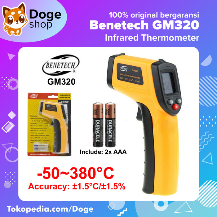 

Benetech GM320 Infrared Thermometer Laser Termometer Gun Termogun ORI - GM320