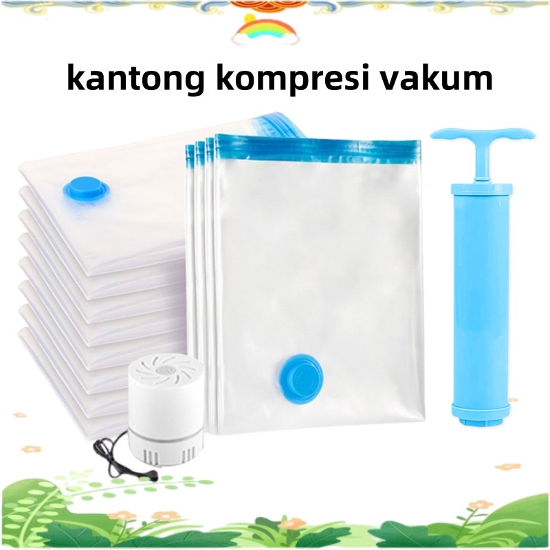 VaKum Plastic Bag Travel / Plastik kompresi vakum / Vakum Baju Pakaian / Tas Penyimpanan Pakaian Vak