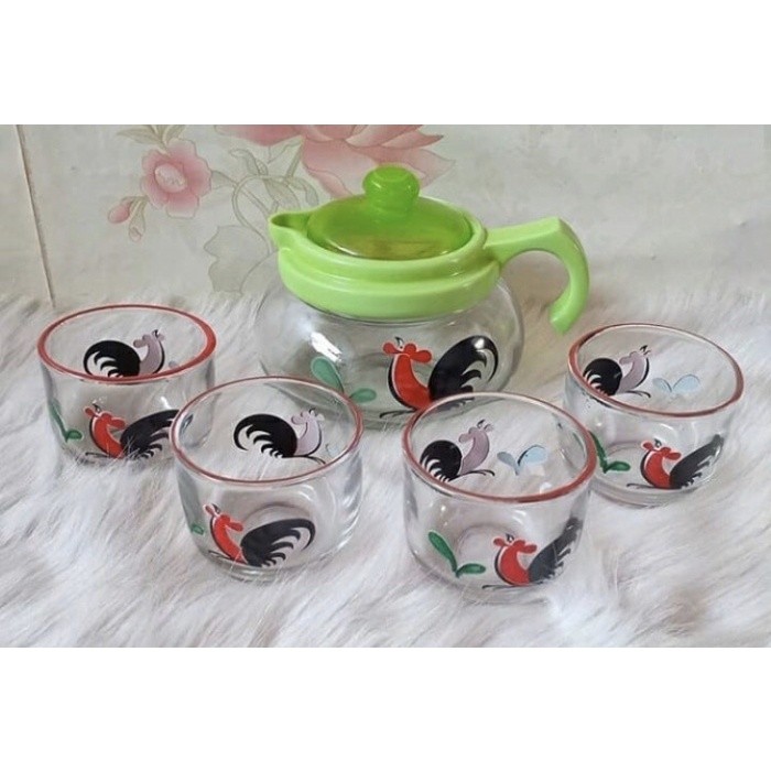 Drink Set ayam jago / Teko Set Mini Kukuruyuk isi 5