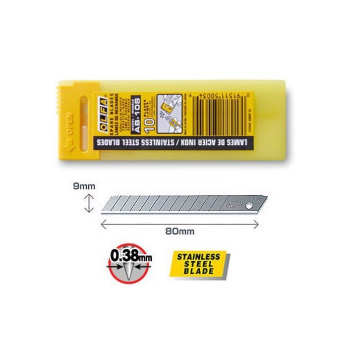 

Olfa Refill Isi Cutter 9mm Stainless steel spare blade AB-10S (10pcs pack)