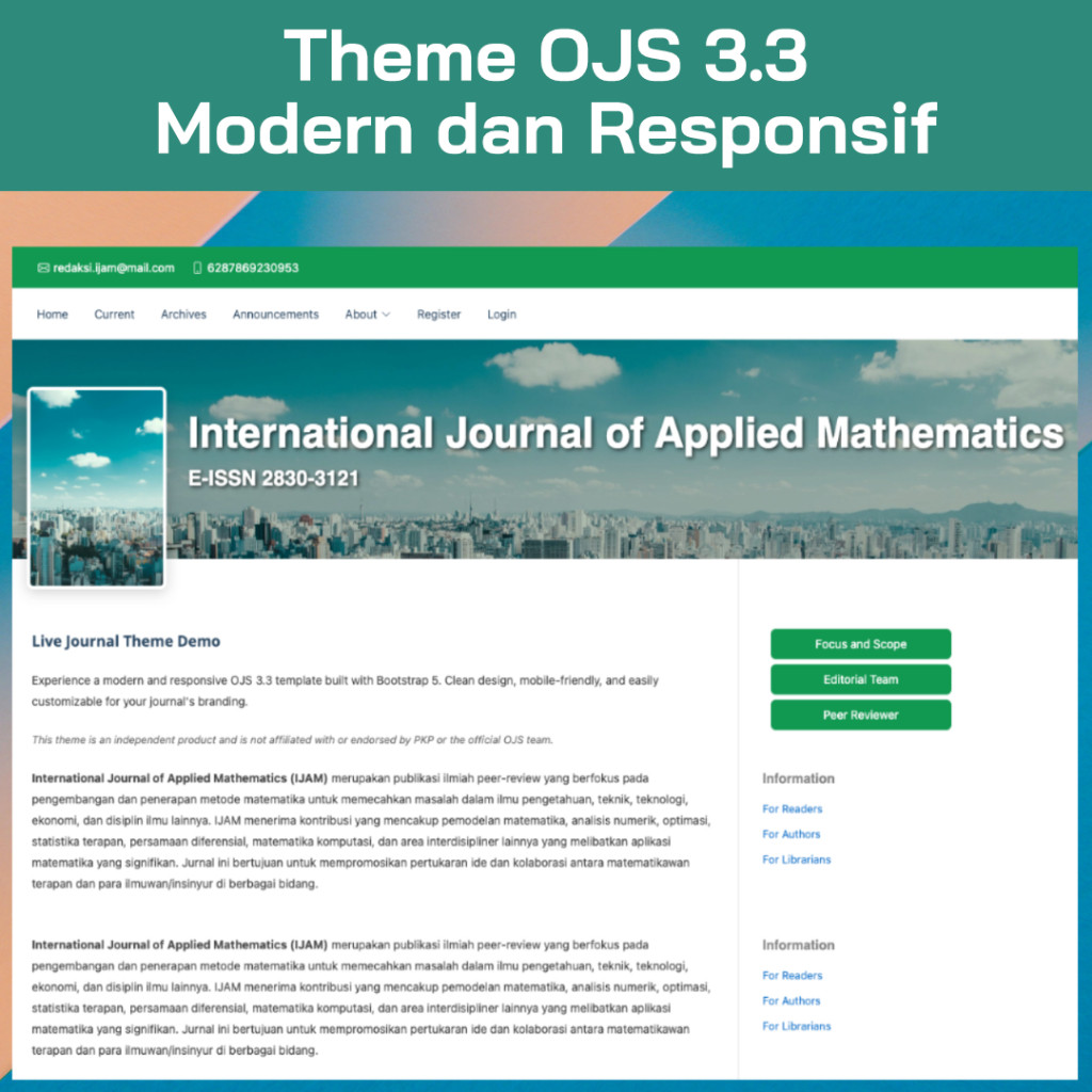 Template Theme OJS 3.3 Modern Dan Responsif – Lisensi 1 Domain