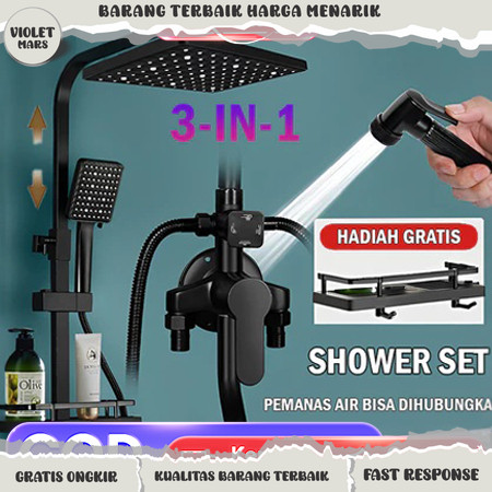 Shower Kamar Mandi Full Set 3 Dalam 1 Set Kran Cabang Shower Mandi Set Stainless Mandi Shower Set Fu