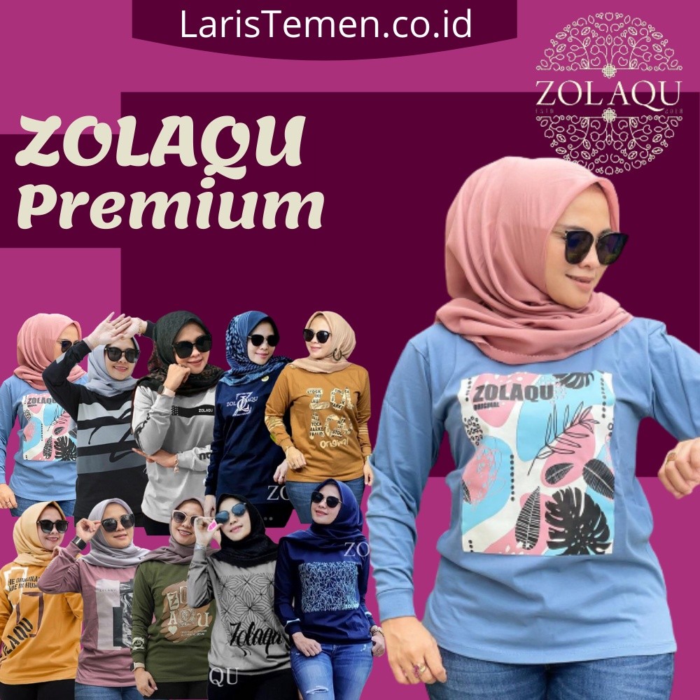 Terlaris Zolaqu original kaos atasan baju zolaqu zolaku wanita perempuan cewek dewasa sablon lengan 
