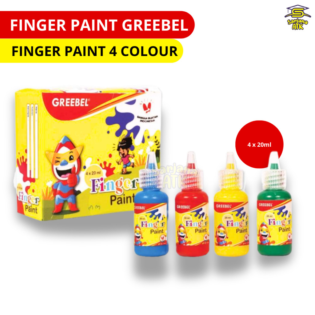 

(4pcs) Finger Paint Greebel 4 Colour 20ml / Cat Air Washable Edukasi dan Kreatifitas Anak