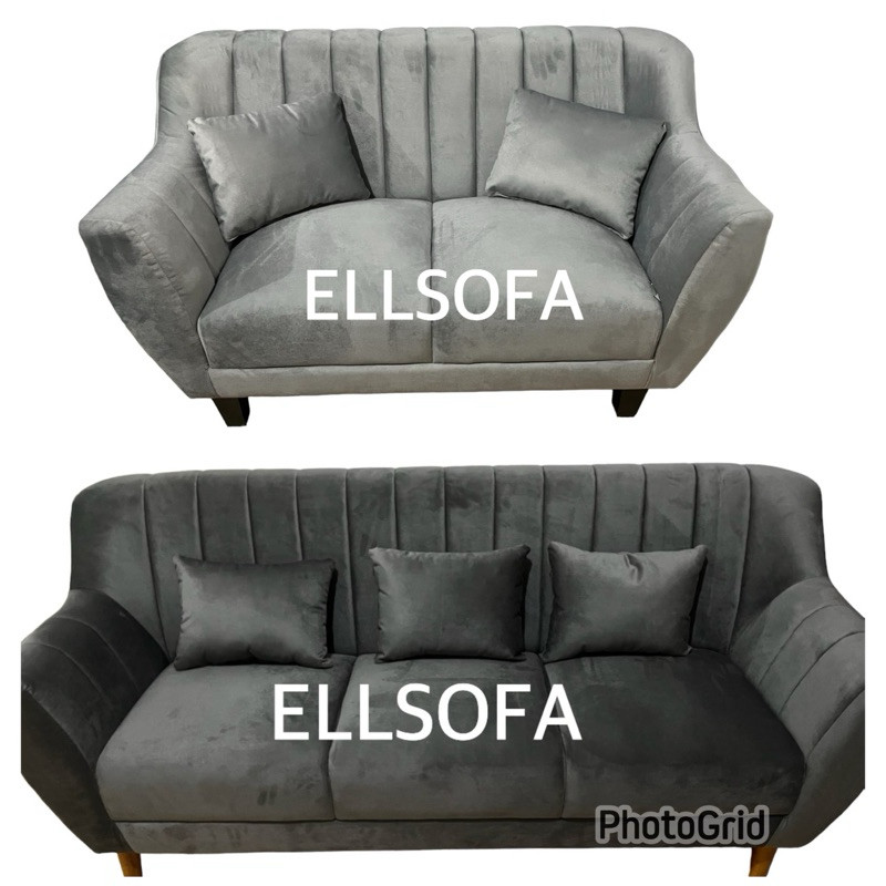 Sofa Retro 3/2 Seater Kayu Jati Belanda Suede