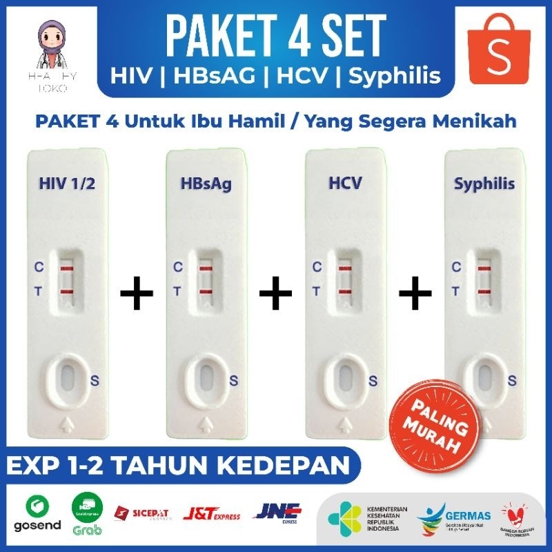 Paket 4 Set | HIV AIDS Sifilis Hepatitis B Hepatitis C| Cocok Pria Wanita , Untuk Ibu Hamil Dan Yang