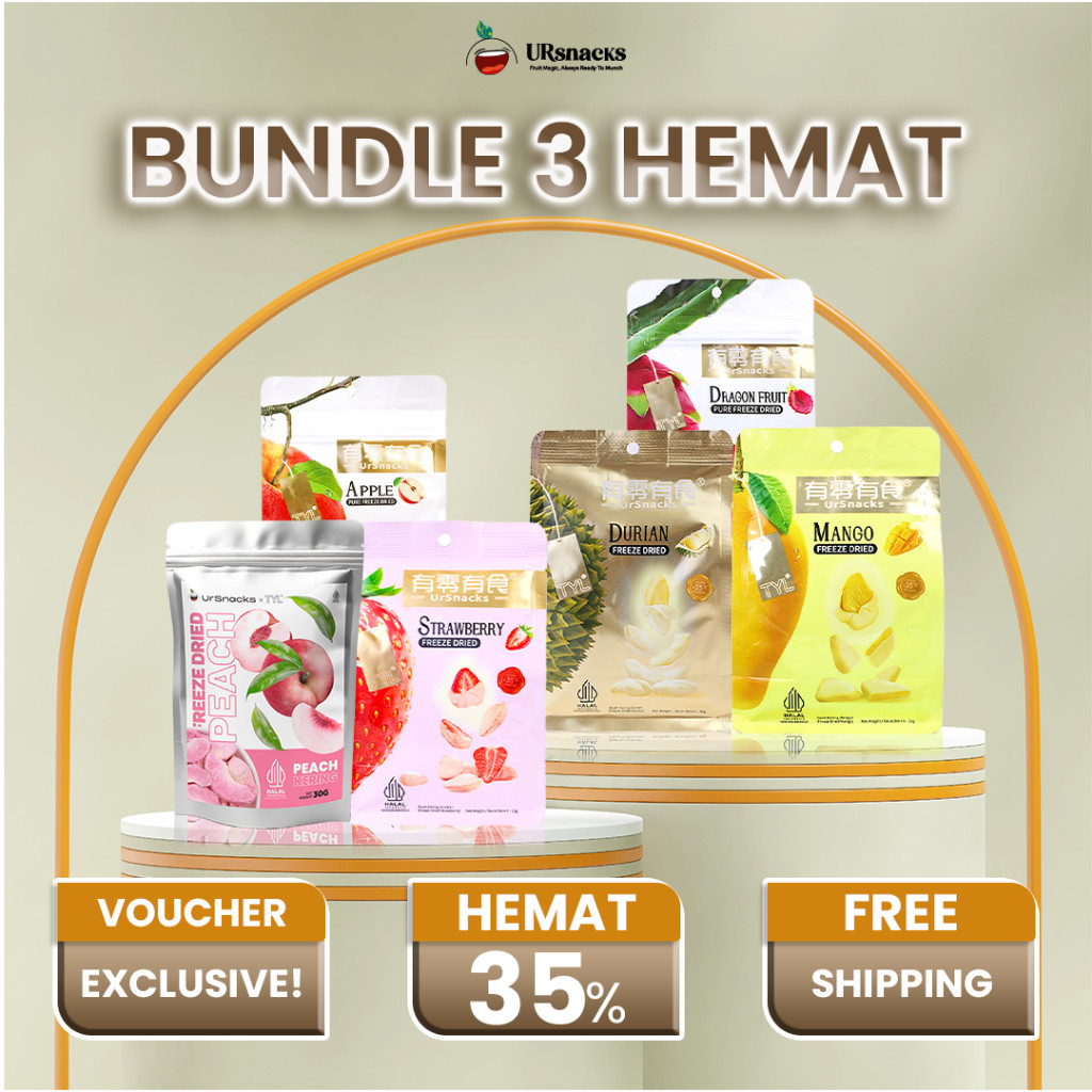

URSNACKS All Variant Bundle Of 3 - Snack Keripik Buah Asli HALAL BPOM