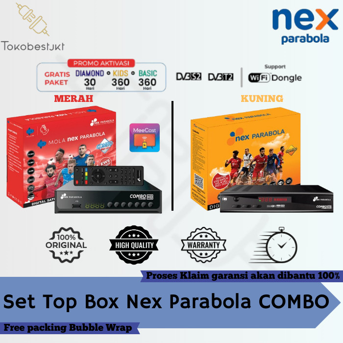 Receiver Parabola Dan Set Top Box Nex Parabola Combo (DVB S2 & DVB T2)