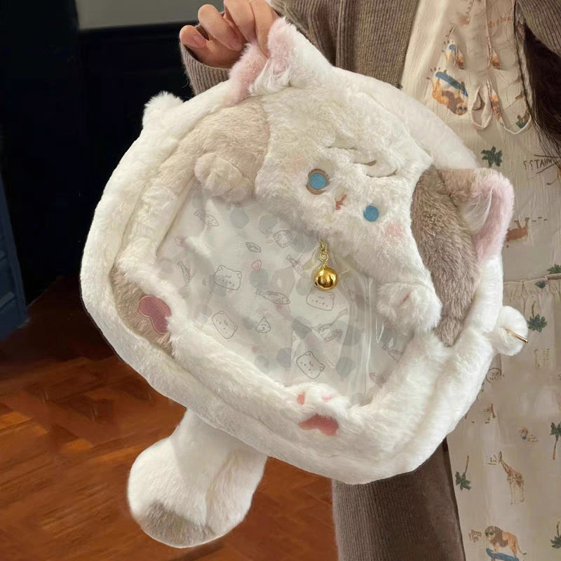 (COD) Tas Kucing Dengan ekor TK Anak-anak Tas Ransel Boneka Kerah Bulu Karakter Tas Boneka Bagpack g