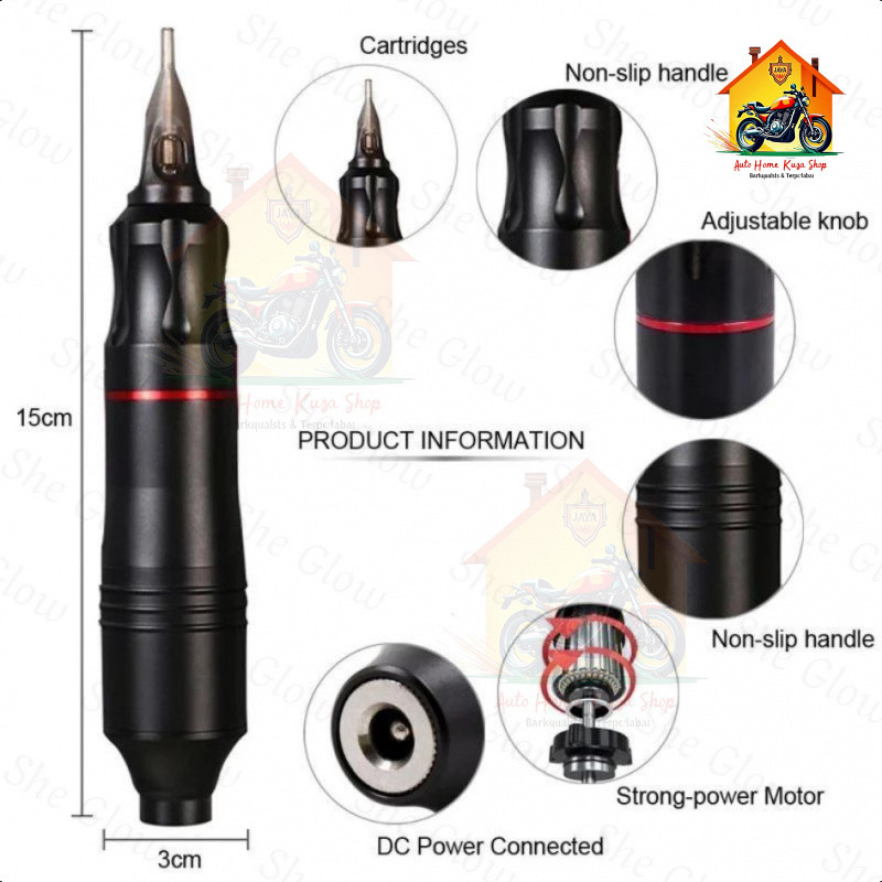 Mesin Tato Full Set - Alat Tatto - Tattoo Machine - Set Tato - Tattoo Kit Bonus Tinta