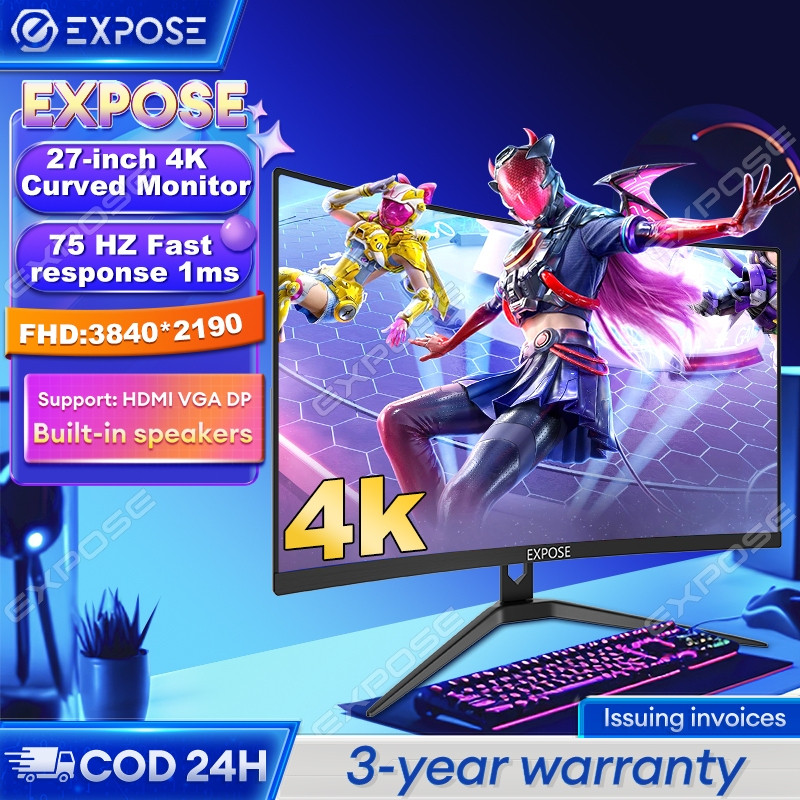 NEW Expose-Monitor Gaming pc Monitor 24 inch Monitor Second 75HZ IPS178 HDMI+VGA PS3/PS4 Garansi 3 t