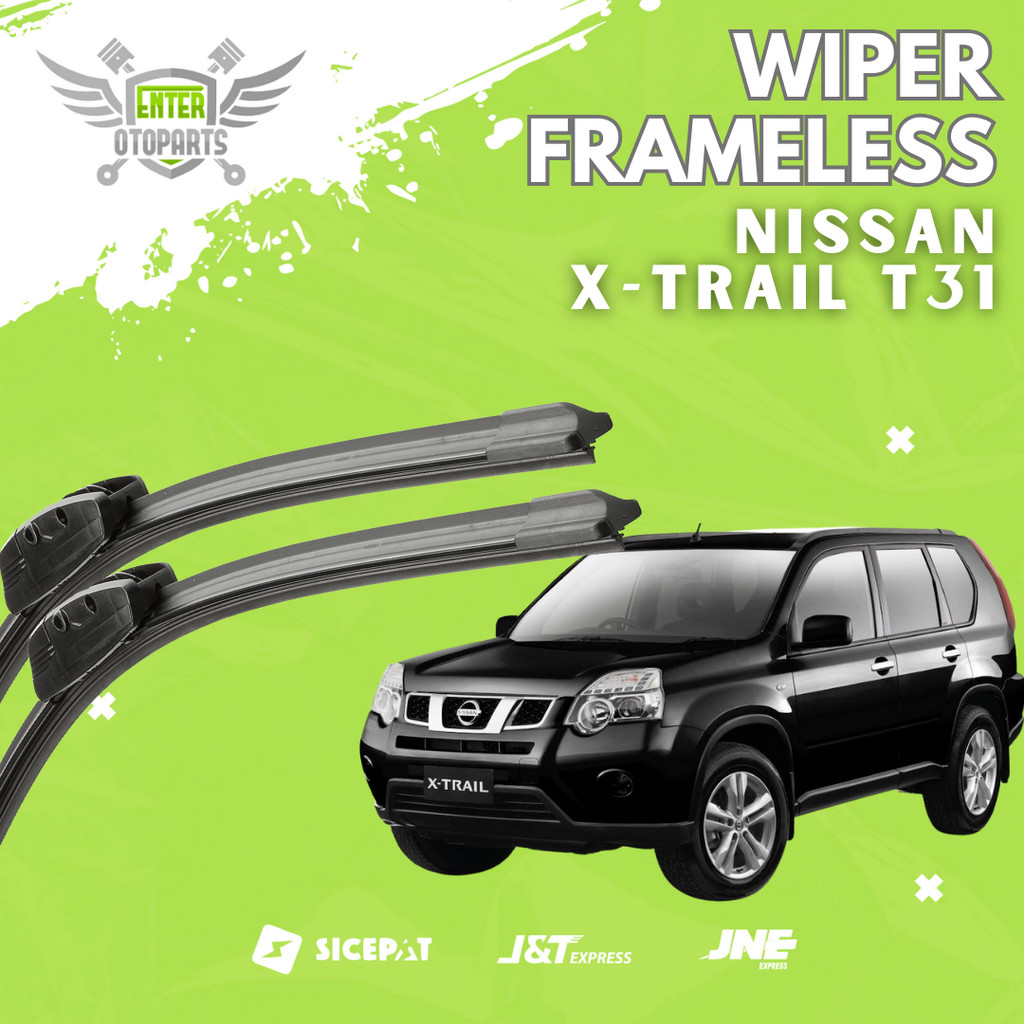Wiper Mobil Frameless Nissan X-Trail Xtrail T31 | 1 Set Kiri & Kanan Tanpa Rangka Besi Full Karet W1