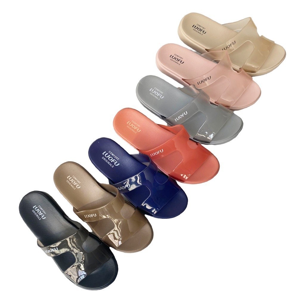 LUOFU ORIGINALS Sendal Jelly Karet Eva Kokop Transparan Wanita E7190T-B6 [G02]