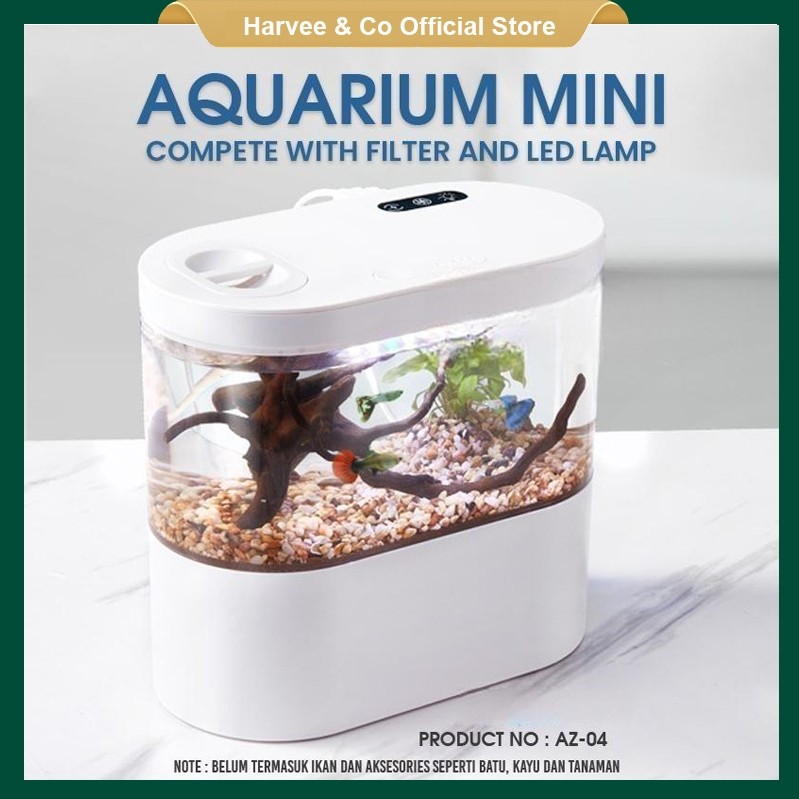 Aquarium Cupang Lengkap Filter + LED / Aquarium Mini USB Unik AZ-04