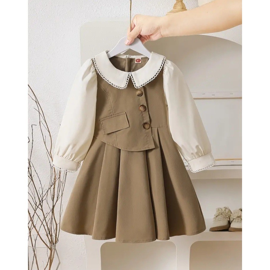 BENO_SHOP.ID SALWA - Dress Anak Perempuan Elegan Umur 5 Sampai 12 Tahun Korean Style Mini Dress / Lo
