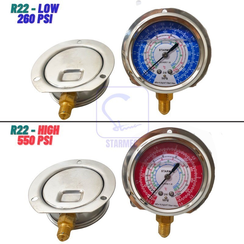 

Pressure Gauge Oil R22 ( Raket ) / Meteran+Oil R22 Starmec