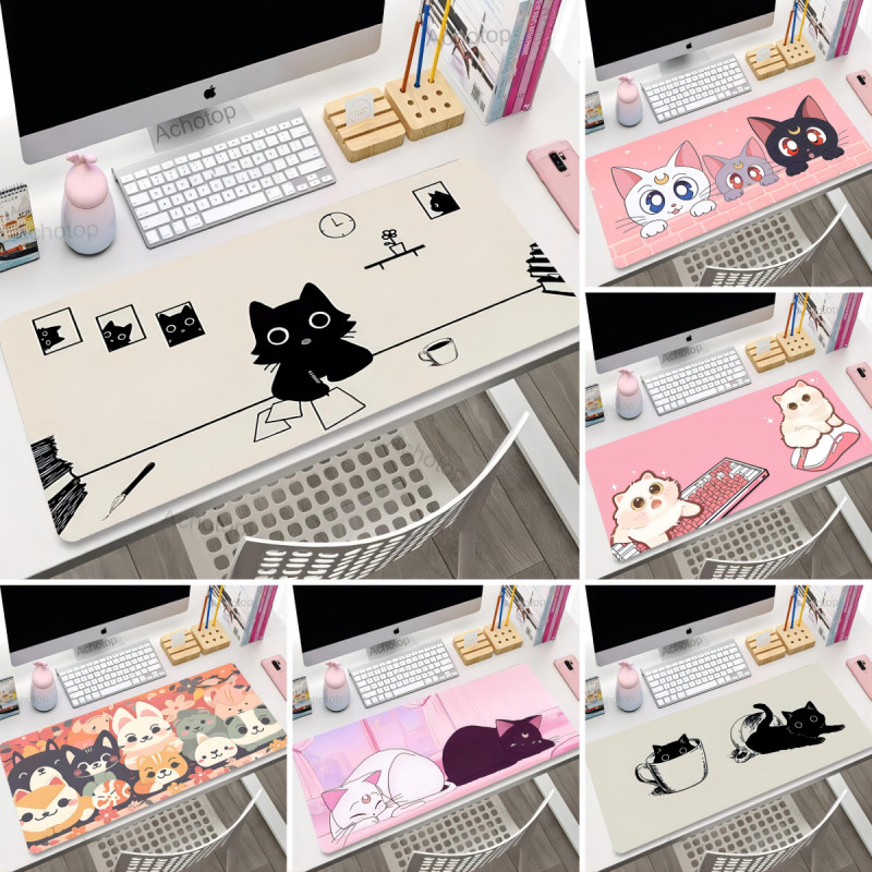 

Cute Japan Cat Mouse Pad Keyboard Cabinet Mause Laptops Gamer Pc Gaming Accessories Rubber Mat Mausepad Deskmat Mousepad Mats