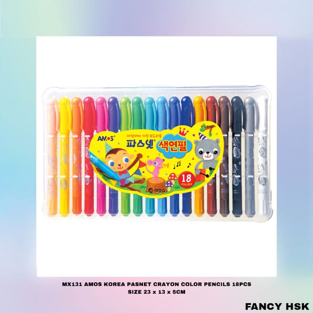 

KOREA AMOS PASNET CRAYON COLOR PENCILS 18PCS MX131