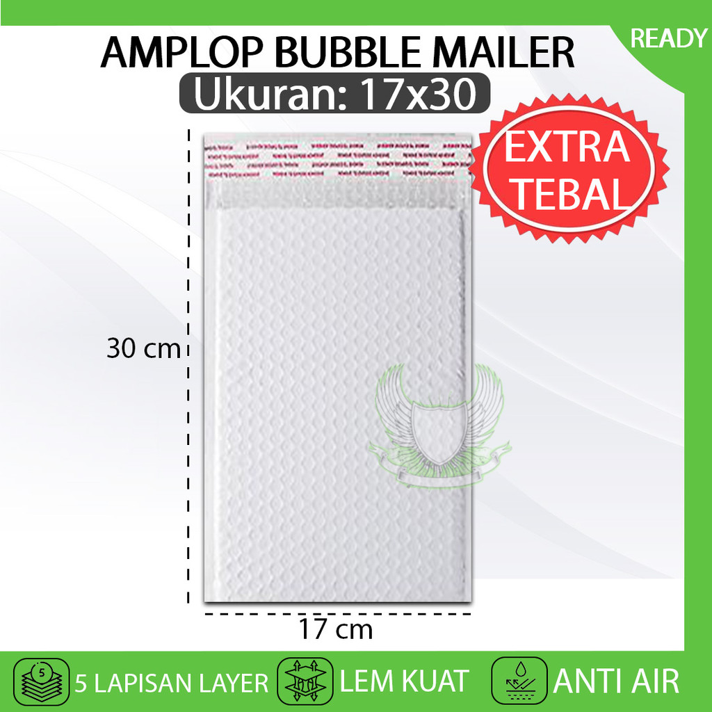 

Kantong Plastik Packing Amplop BUBBLE MAILER 17X30 Bubble Wrap Polymailer Putih WHITE Bungkus Paket Online Shop Premium
