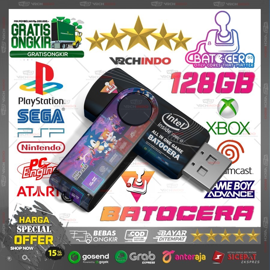 All in One Games Konsol Retro - Flashdisk Game Retrobat / Batocera Emulator 