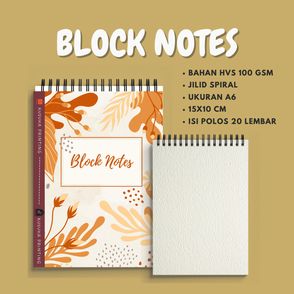 

Blocknote Spiral Mini Memo Nota Polos A6 15 x 10 cm HVS Tebal Kraft Aesthetic Notebook