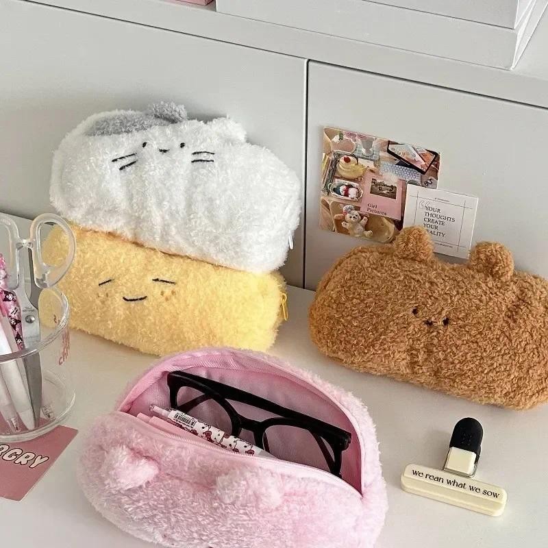 

Winter Plush Pencil Case Fashion Kawaii Cartoon Animal Pencil Bag High Capacity Stationery Storage Bag Cute Scrapbook Organizer