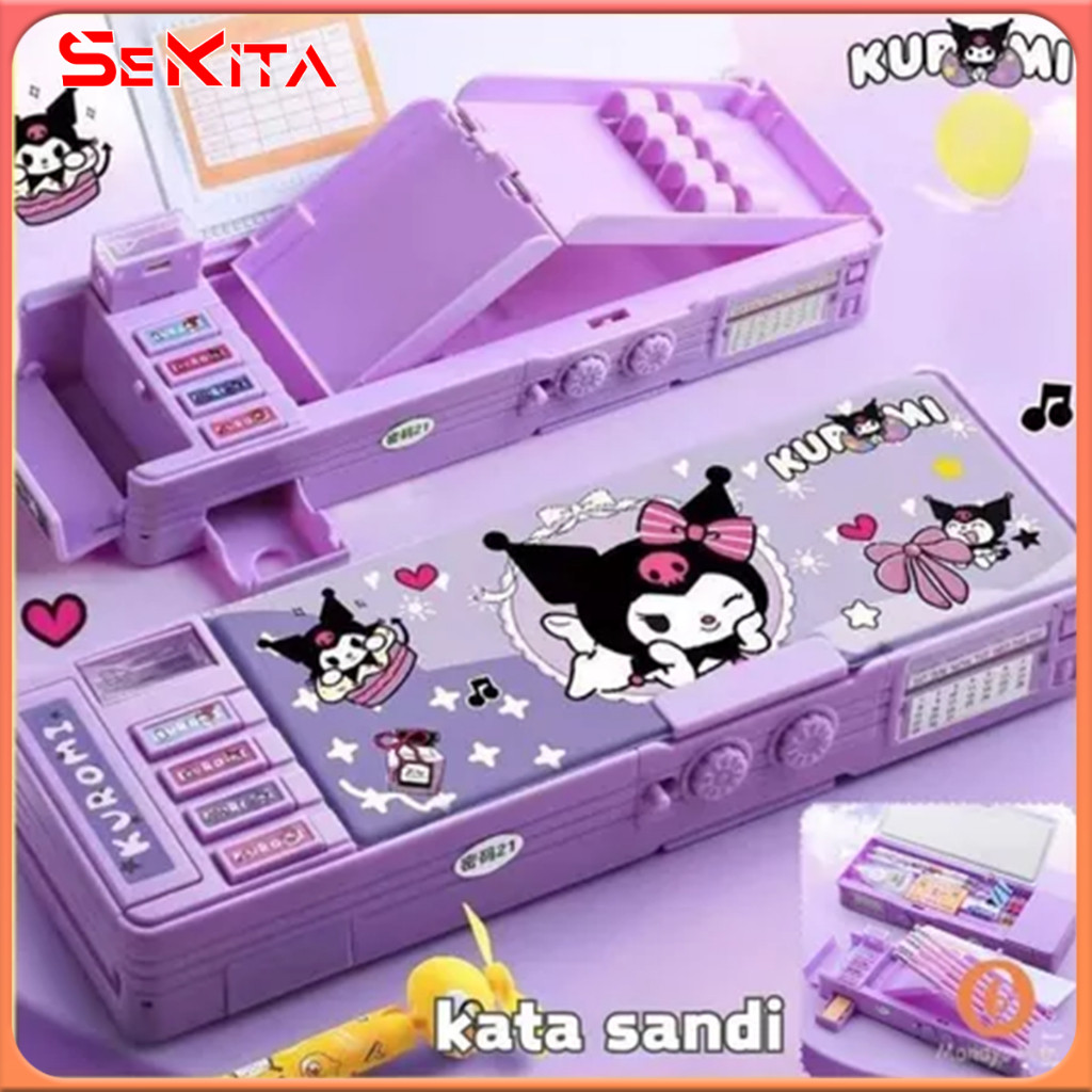 

【Penjual Lokal】Baru Kuromi Kotak Alat Tulis Multifungsi Kunci Kode Kotak Pensil Passward Sanrio Dua Sisi Bernilai Tinggi Kapasitas Besar