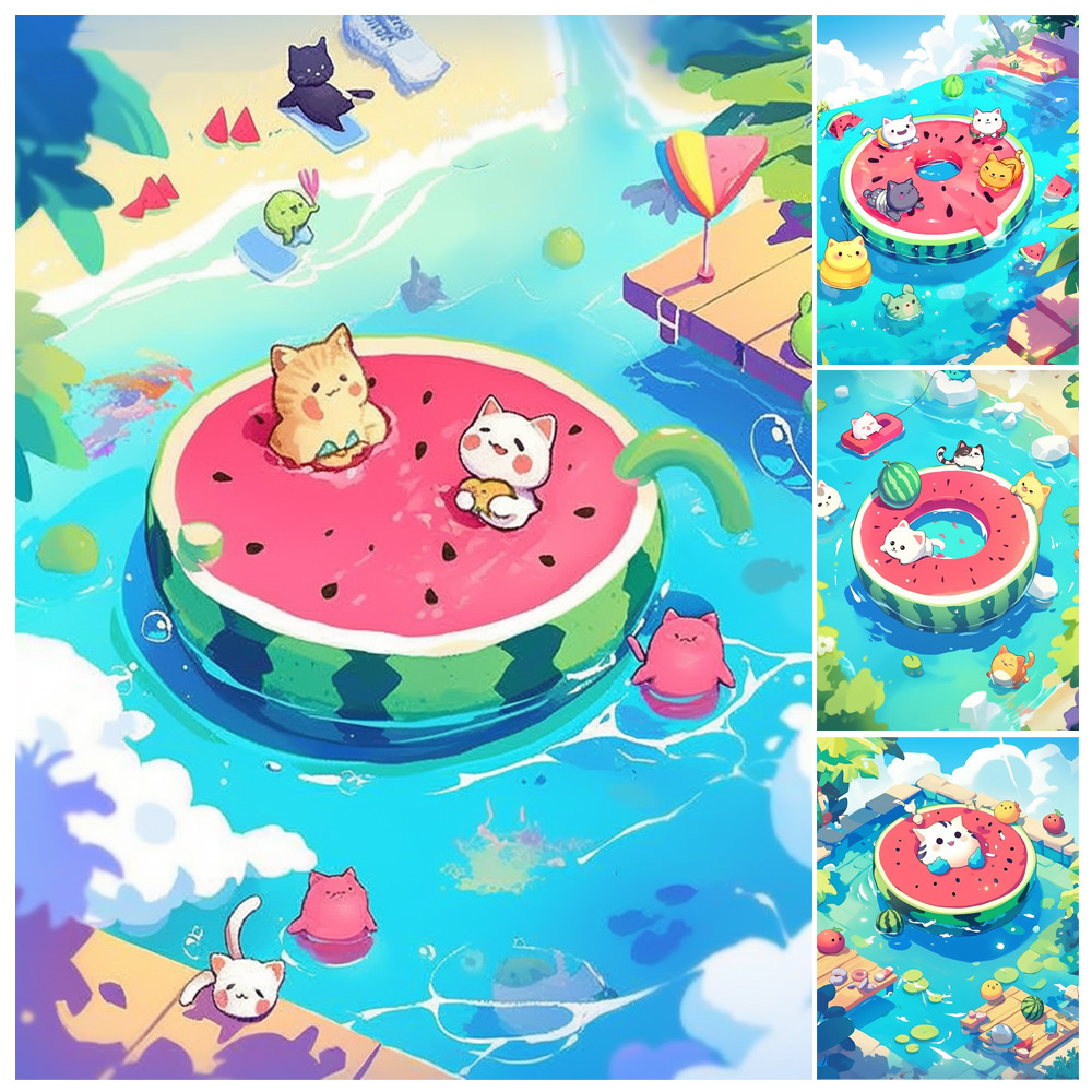 

Painting By Numbers Hand Watermelon Pool Party Scenery Adult Kit DIY Acrylic Paint Canva Artwork Canva Art Gift Home Decorate