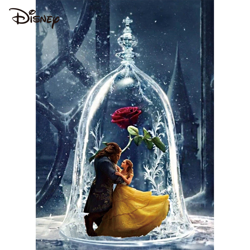 

Disney Paint Kit For Adults Beauty And The Beast With Frame Rose Painting By Numbers Cartoon Canvas Home Living Room Art Craft