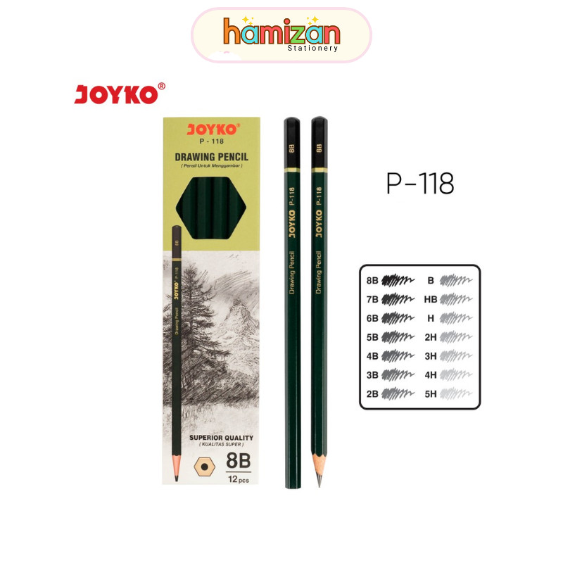 

( 1pcs ) Pensil Pencil 4B / 5B / 6B / 7B / 8B Joyko ( P-118 ) / Drawing Pencil Pensil Untuk Menggambar Joyko P-118 Murah Berkualitas