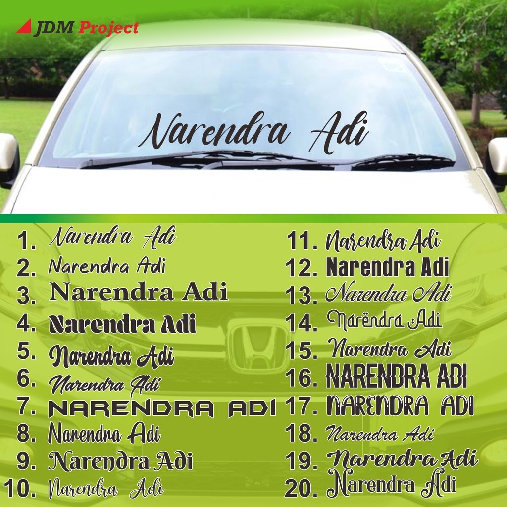 Cetak Kilat - Stiker Mobil Cutting Sticker Body Kaca Mobil NAMA Custom Bisa Request