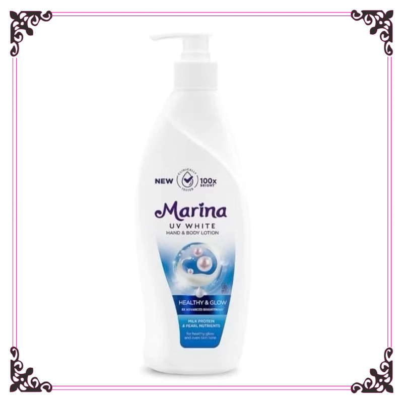 Marina Uv White Healthy & Glow Hand Body Lotion 350ml/Marina Biru/Ready Stok/ Handbody Marina