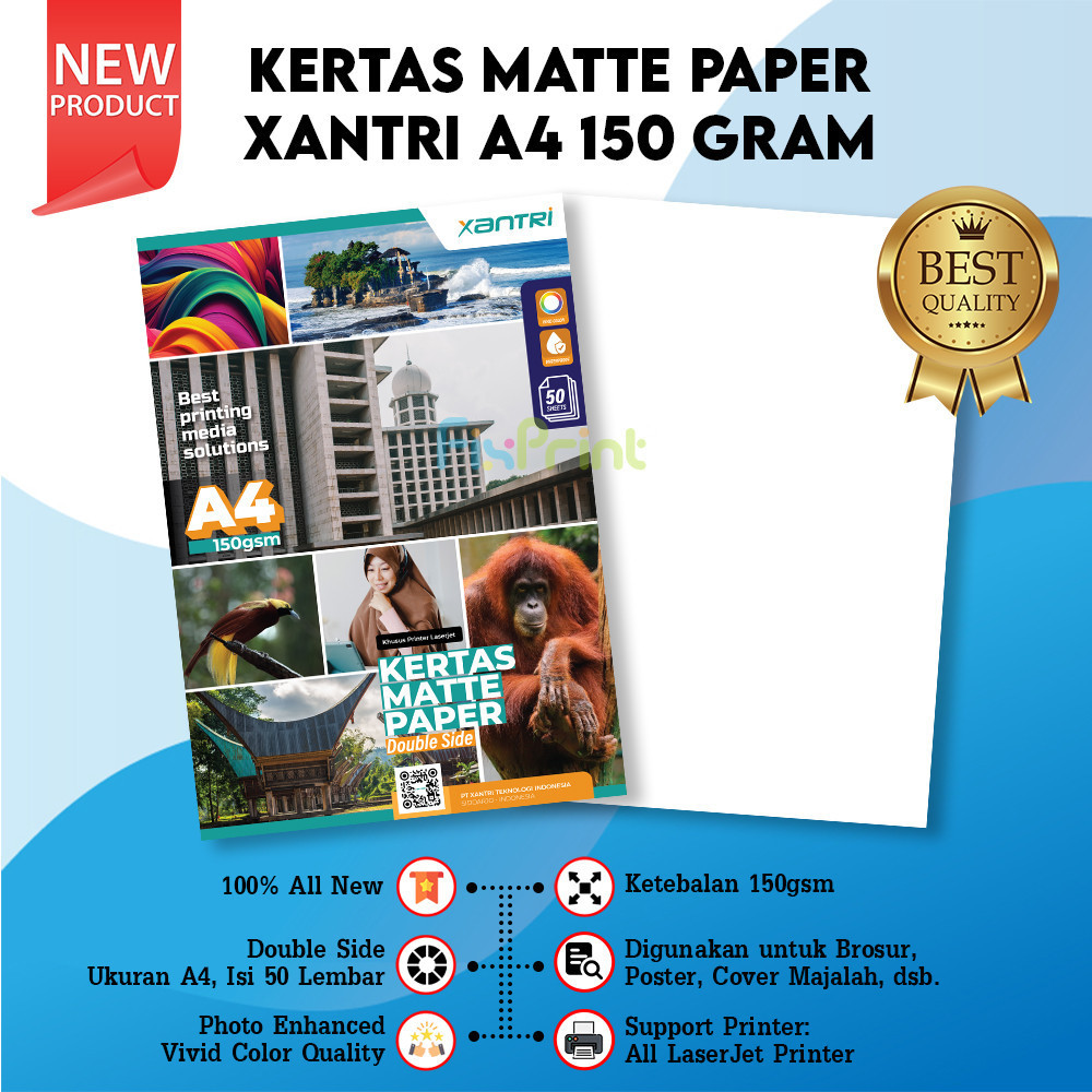 

Kertas Matte A4 150gsm 1 pack/ 50 Lembar Paper Double Side Termurah