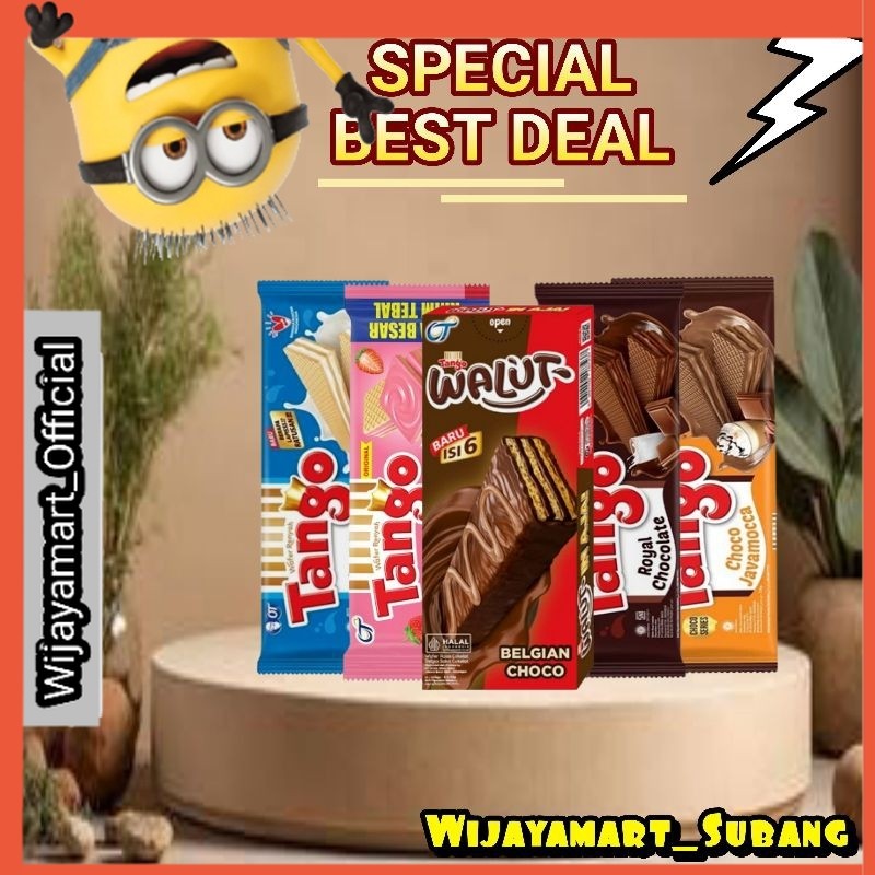 

Tango Wafer Varian Cokelat, Strawberry, Vanila, Javamocca, Walut Cemilan Snack 110 gr