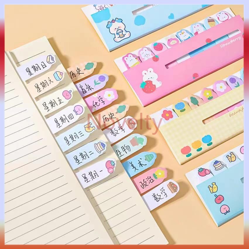 

Novelty stiker indeks catatan tempel/Sticky Notes Karakter 8IN1 Tempelan Kertas Catatan 120 Lembar Pembatas Buku Karakter Hewan Lucu Penanda Buku Stationery Memo