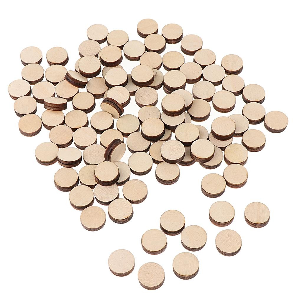 

4X 100 Pieces Mini Round Unfinished Wood Embellishments for Art DIY Crafts 16mm
