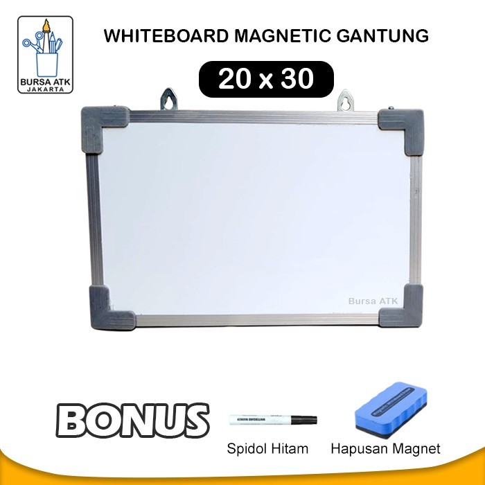 

Whiteboard Magnetic Papan Tulis Gantung 20 x 30 Spidol HTM, Hapusan