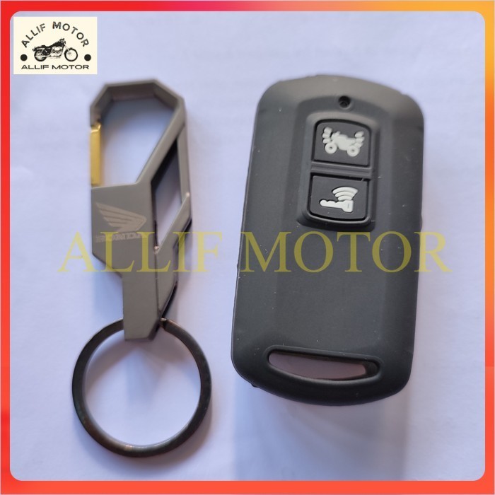 Paket Gantungan Kunci + Cover case Silicon Remot New Scoopy 2021 - Hitam