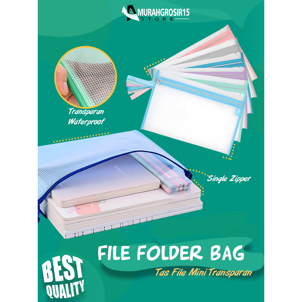 

Zipper Pouch Tas Dokumen Tahan Air Zip File Folder Perlengkapan Kantor Sekolah Tempat Pensil 1pc Tas Makeup