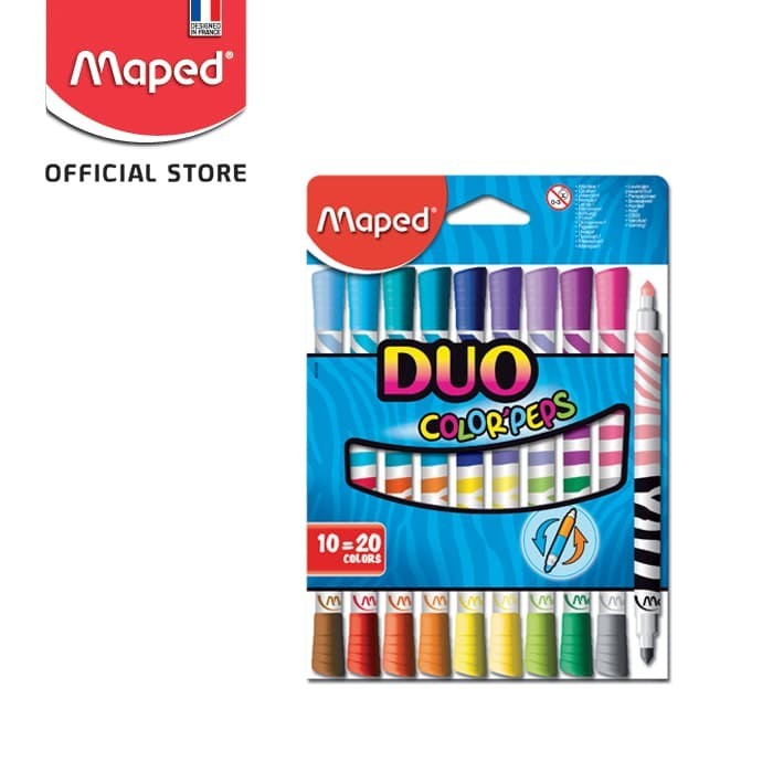 

[New Arrival] Maped Spidol Felt Pen Dua Warna isi 10 warna - Cardboard