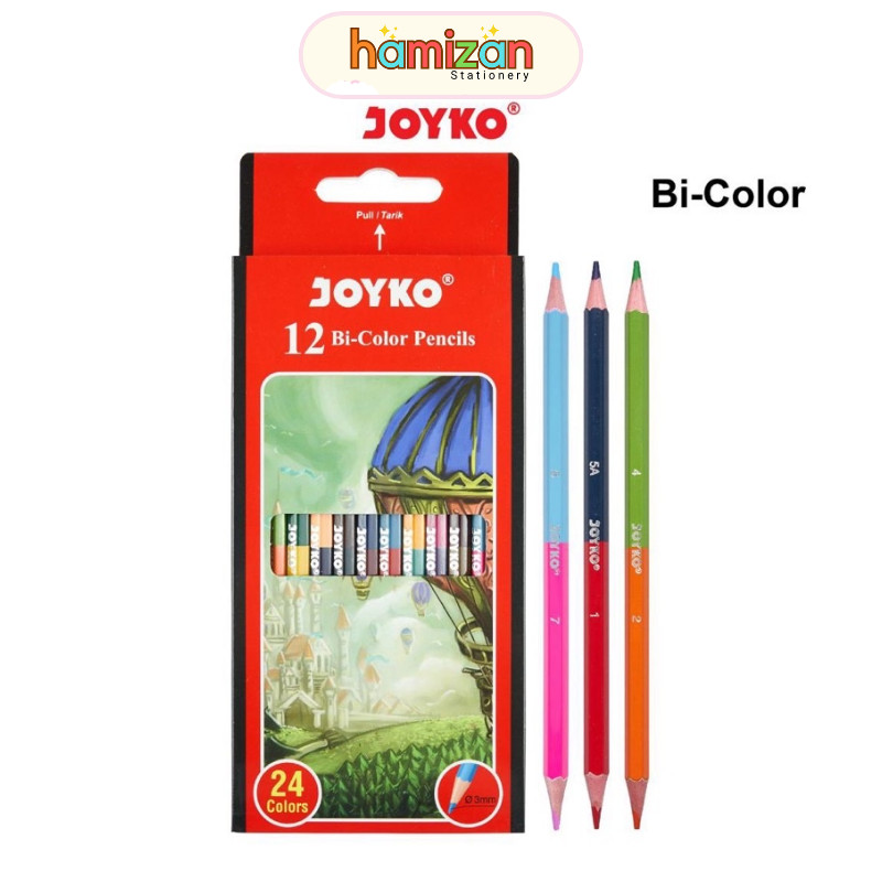 

BI101 Pencil Warna Bicolor / Bi Color Pencils 12 Batang 24warna Cp-Bi-101 Joyko Murah Berkualitas