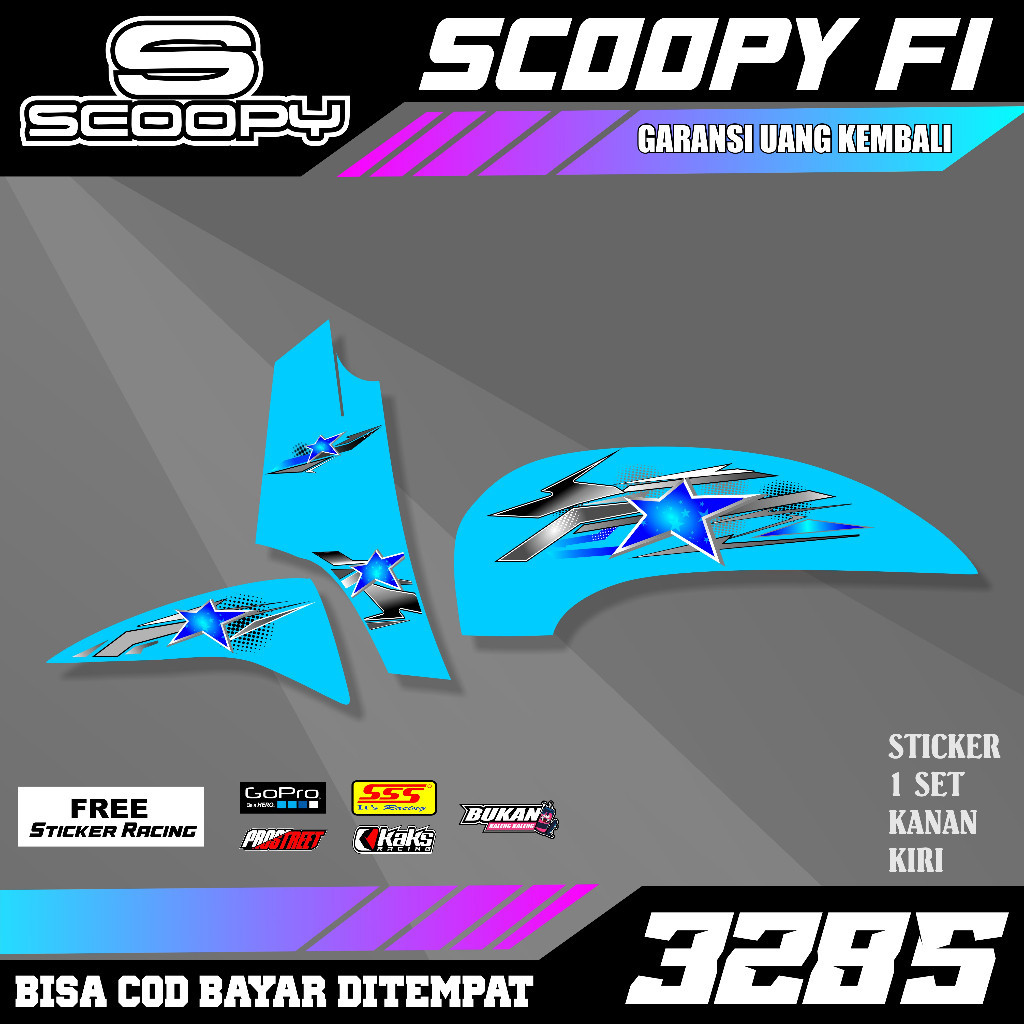Striping stiker Scoopy Fi 2013 2014 2015 2016 setiker sticker variasi semi fullbody motor Honda