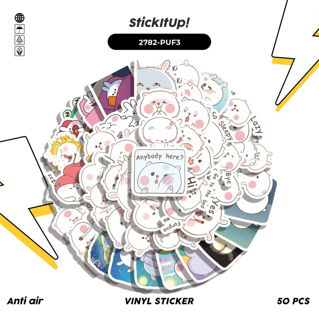 

COD 50 Pcs Stiker FUNNY CHARACTER PUFFY RABBIT STICKER PACK 03 Lucu Anti Air Untuk Dekorasi Notebook Sepeda Skateboard Handphone DIY