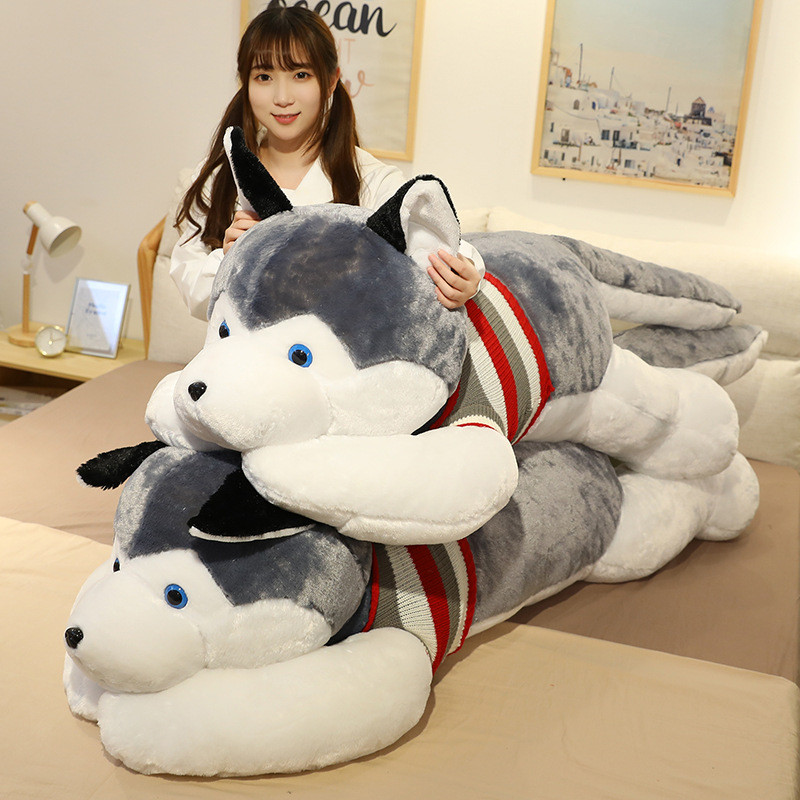 

120CM Cute Soft Kawaii Huge Husky Plush Toys Dog Stuffed Animals Long Pillow Doll For Kids Girlfriend Birthday Gift Home Decor
